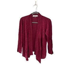 Jones Studio Dark Pink Cardigan Sweater Ribbed Front Opening Size Medium